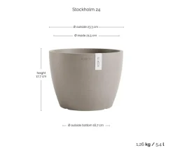 Ecopots Kunststoff-Topf Stockholm, rund Taupe Outlet