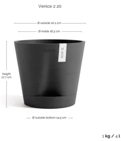Ecopots Kunststoff-Topf Venice 2, rund Dunkelgrau Clearance