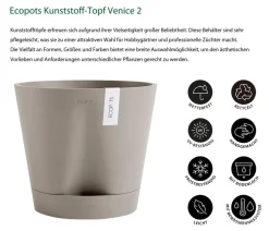 Ecopots Kunststoff-Topf Venice 2, rund Taupe