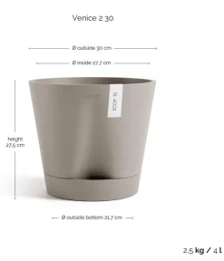 Ecopots Kunststoff-Topf Venice 2, rund Taupe