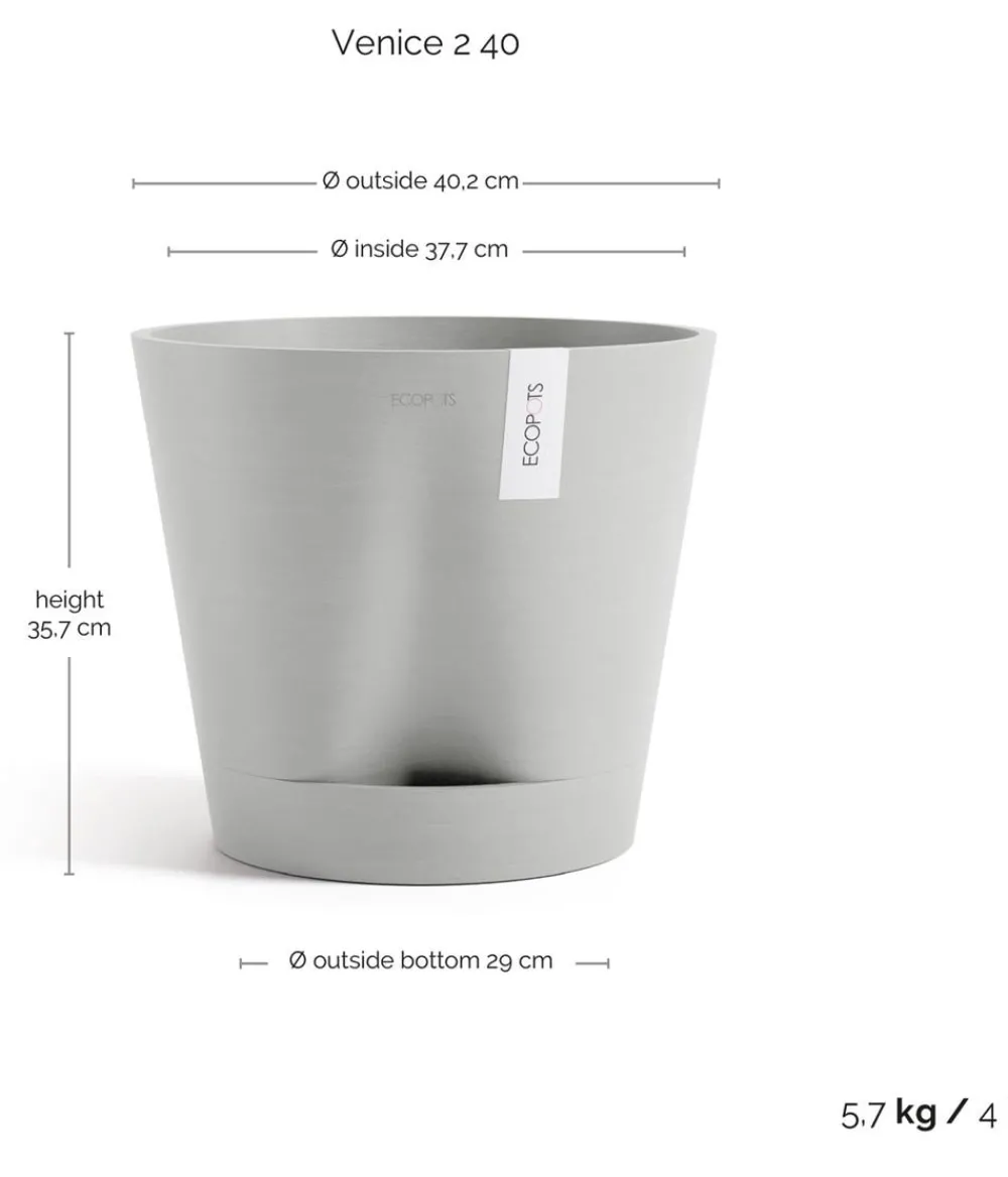 Ecopots Blumentöpfe & Übertöpfe - Kunststoff-Topf Venice 2, rund Hellgrau