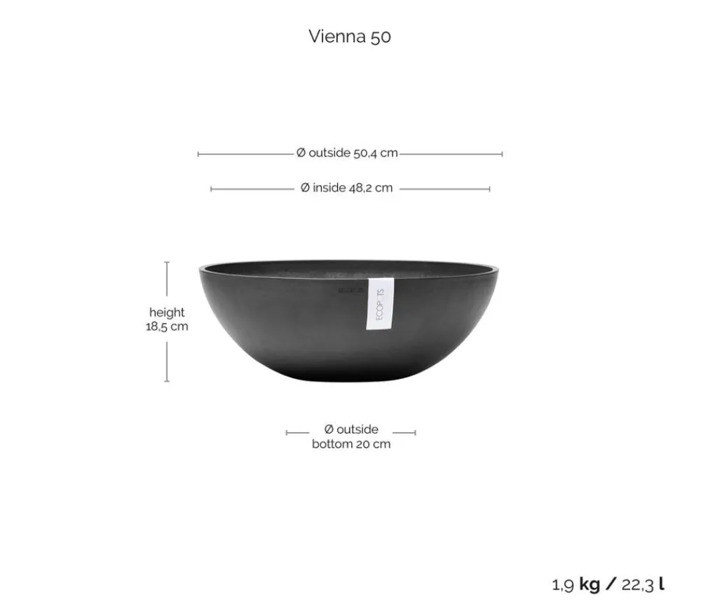 Ecopots Pflanzkübel & Blumenkästen > Kunststoff-Topf Vienna, oval