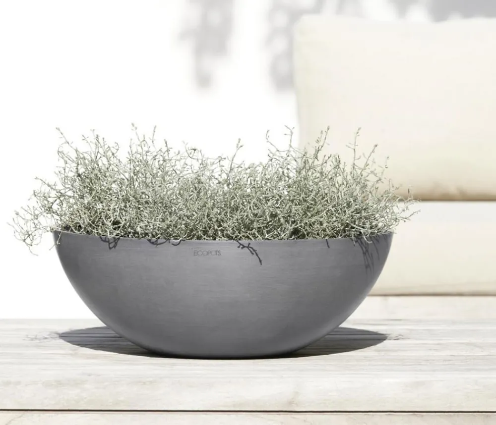 Ecopots Kunststoff-Topf Vienna, oval Grau New