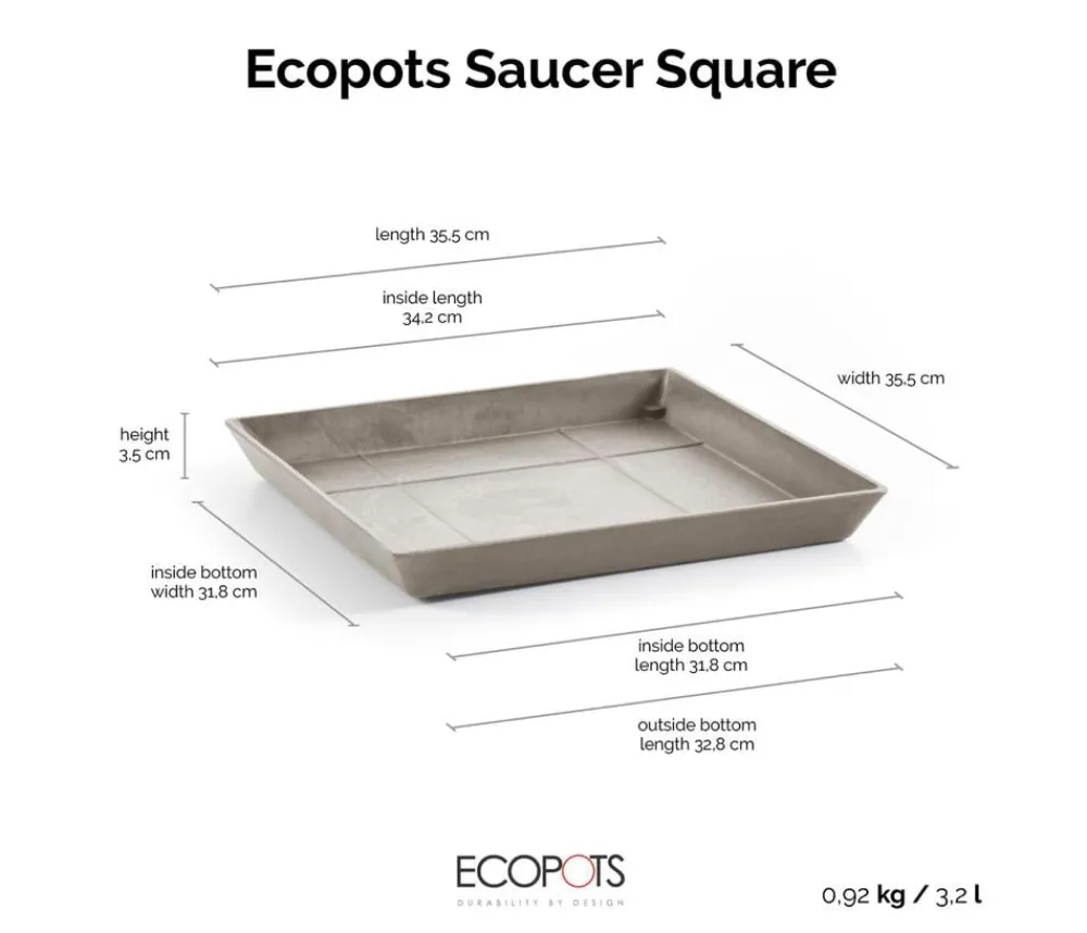 Ecopots Blumentopf Untersetzer > Kunststoff-Untersetzer Rotterdam, quadratisch