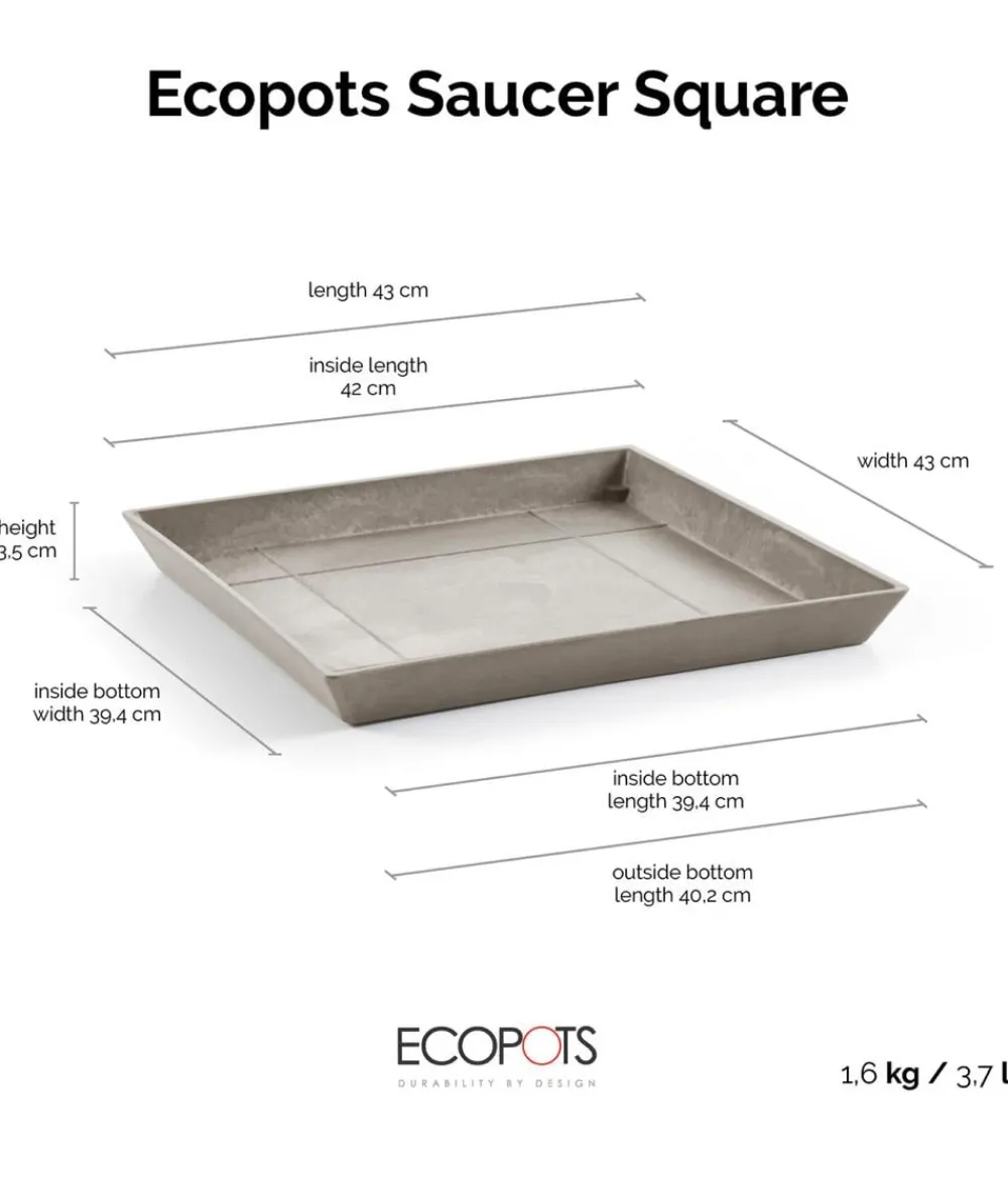 Ecopots Blumentopf Untersetzer > Kunststoff-Untersetzer Rotterdam, quadratisch
