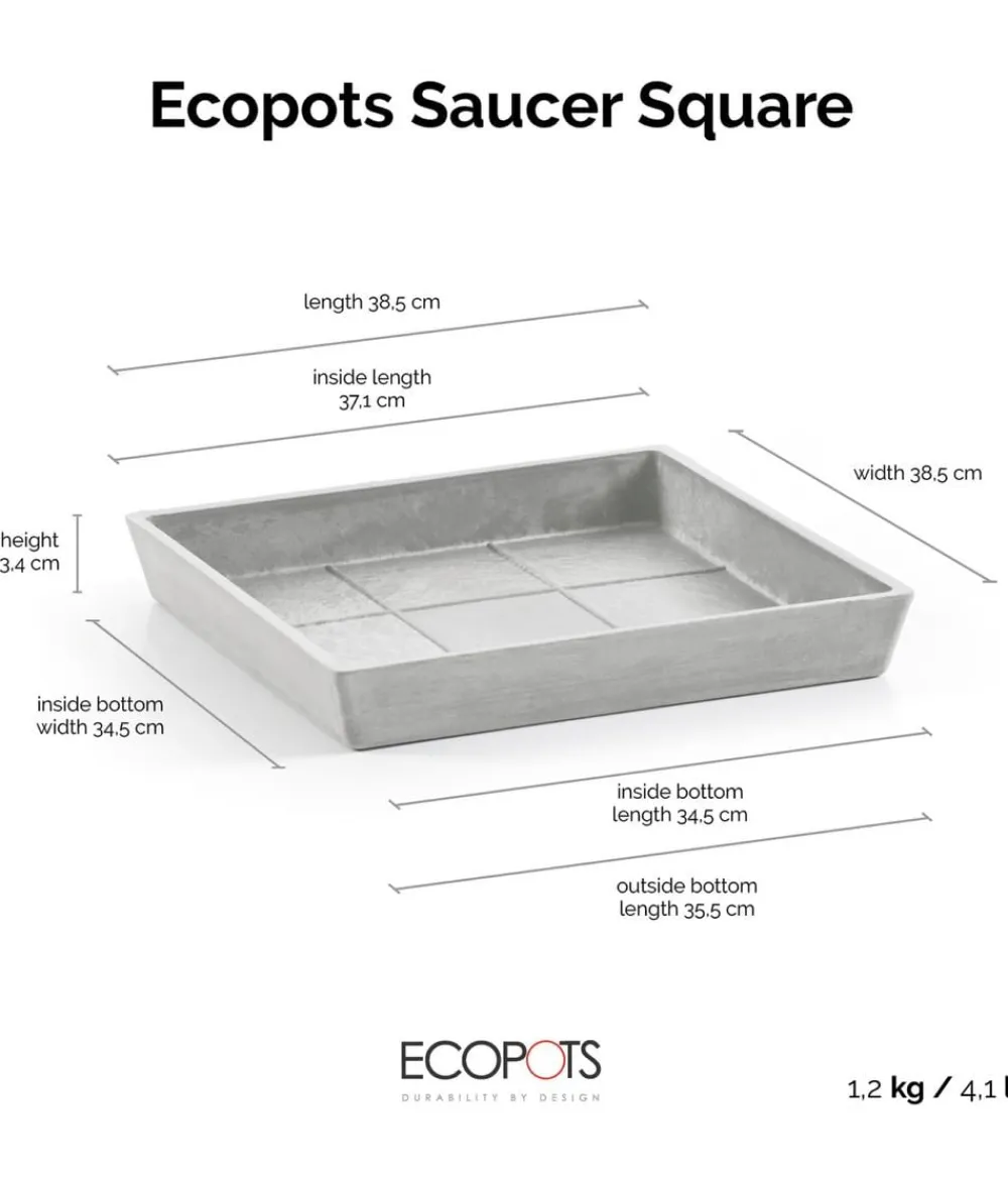 Ecopots Blumentopf Untersetzer > Kunststoff-Untersetzer Rotterdam, quadratisch