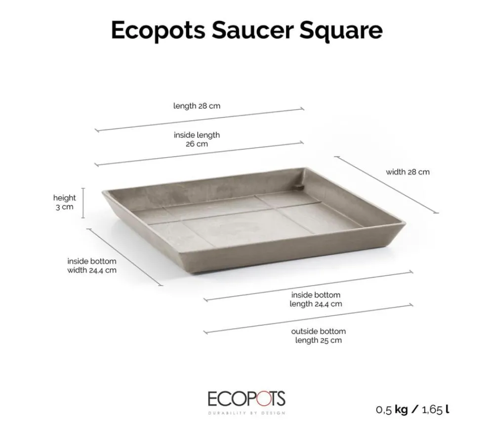 Ecopots Kunststoff-Untersetzer Rotterdam, quadratisch Taupe