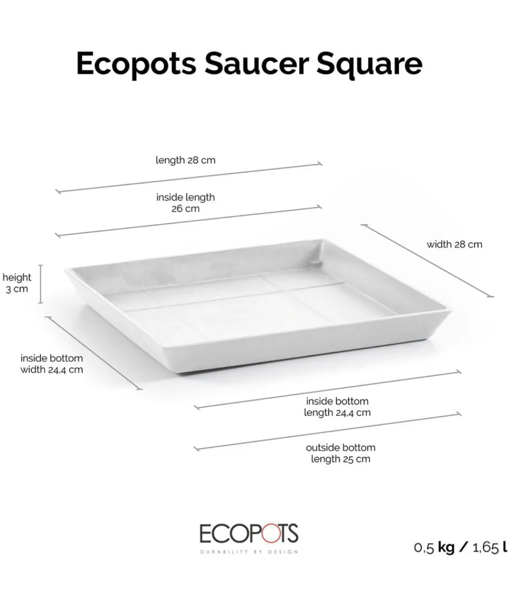 Ecopots Kunststoff-Untersetzer Rotterdam, quadratisch Weiß