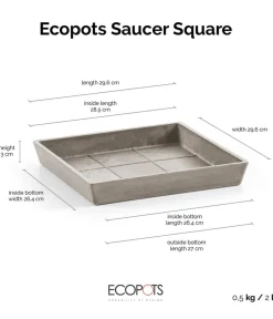 Ecopots Blumentopf Untersetzer - Kunststoff-Untersetzer Rotterdam, quadratisch Taupe