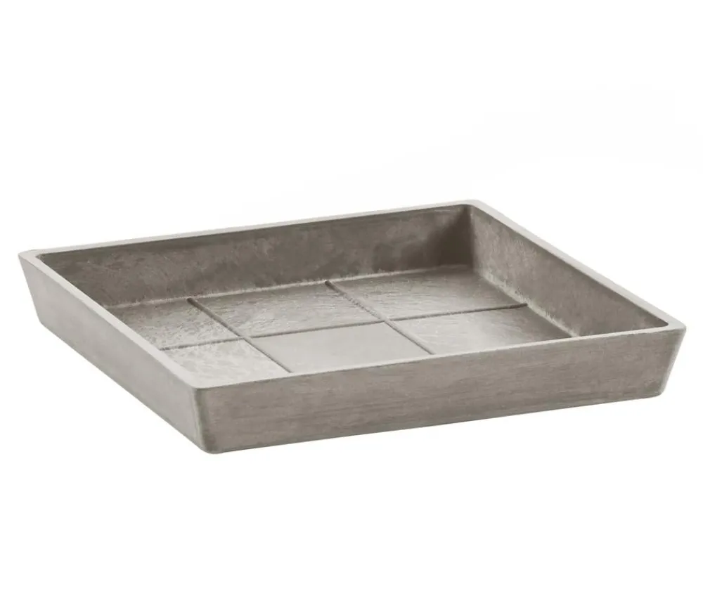 Ecopots Blumentopf Untersetzer - Kunststoff-Untersetzer Rotterdam, quadratisch Taupe