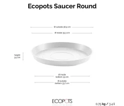 Ecopots Blumentopf Untersetzer - Kunststoff-Untersetzer Bruges, rechteckig Grau