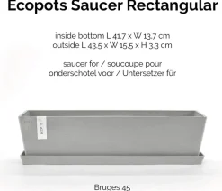 Ecopots Blumentopf Untersetzer - Kunststoff-Untersetzer Bruges, rechteckig Hellgrau