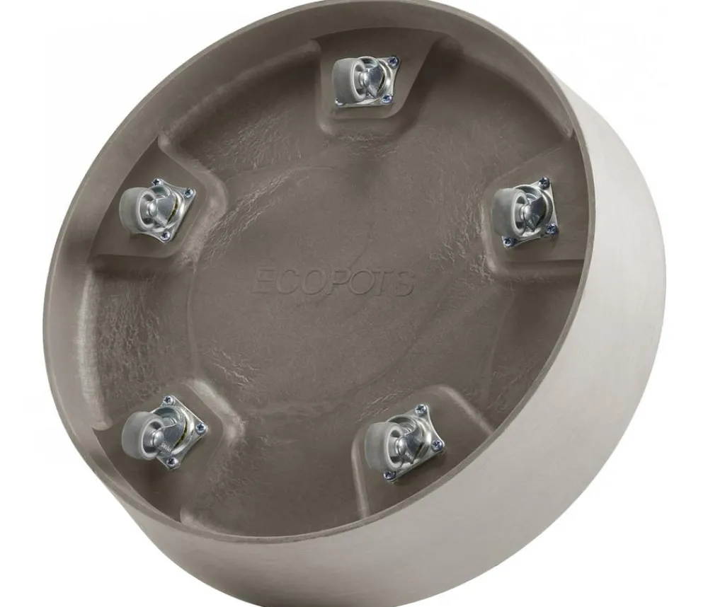 Ecopots Kunststoff-Untersetzer Amsterdam, rund, mit Rollen Taupe Discount