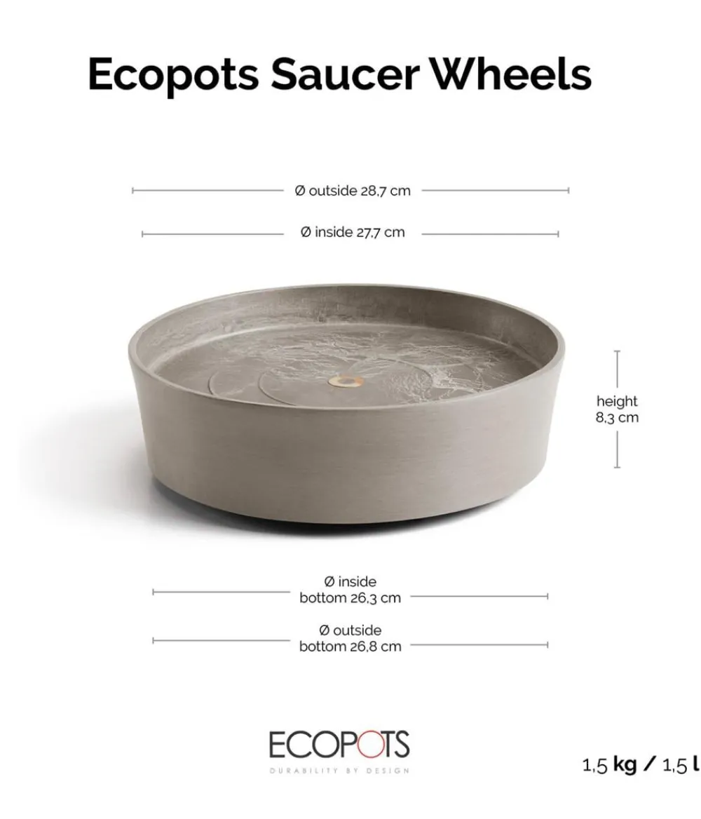 Ecopots Kunststoff-Untersetzer Amsterdam, rund, mit Rollen Taupe Best