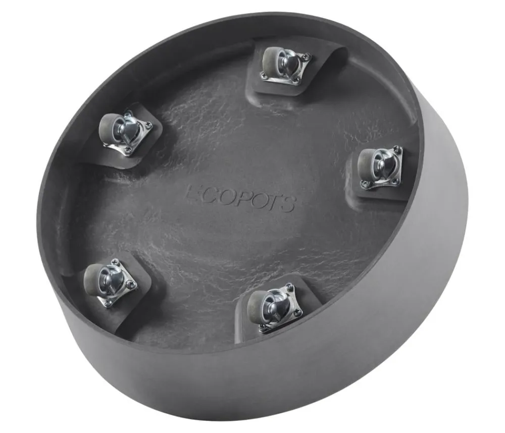 Ecopots Blumentopf Untersetzer - Kunststoff-Untersetzer Amsterdam, rund, mit Rollen Grau