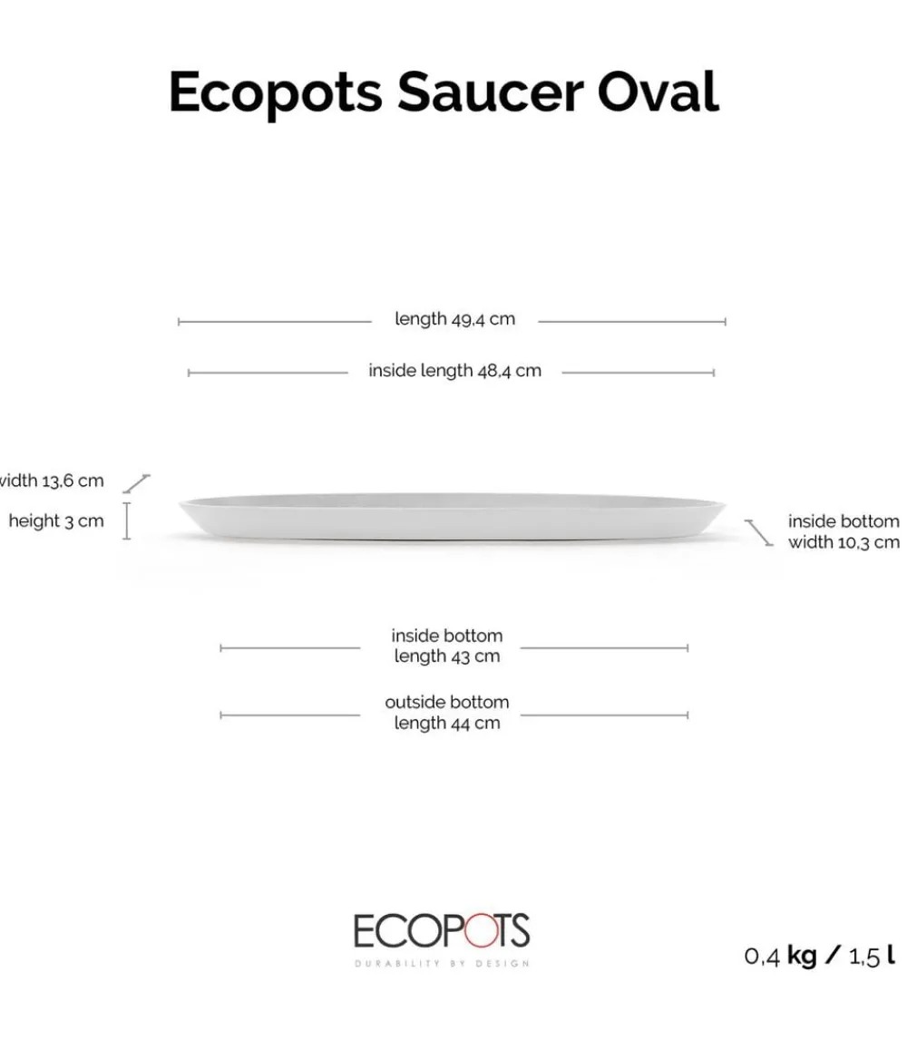 Ecopots Kunststoff-Untersetzer Sofia lang, oval Weiß Outlet