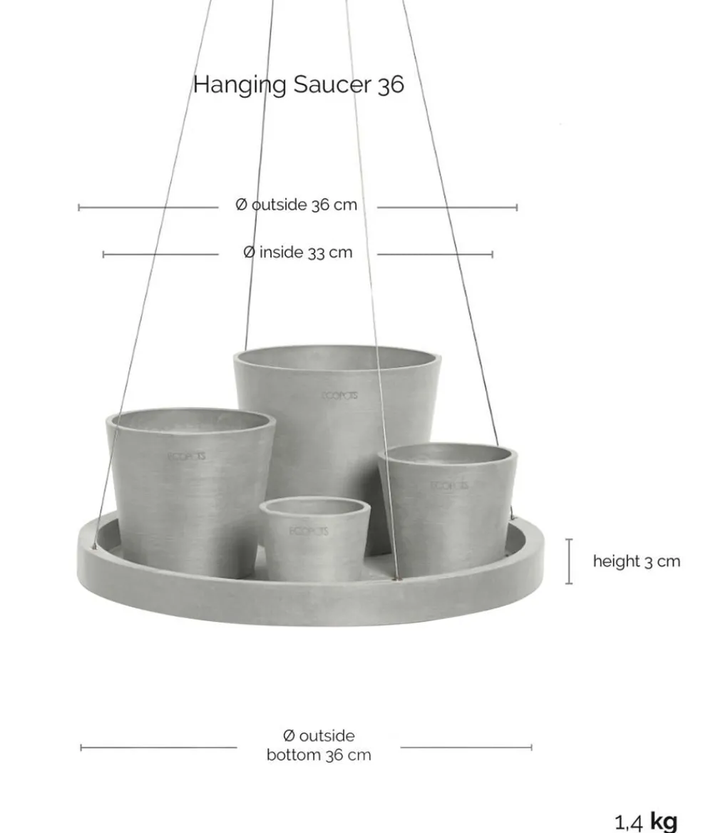 Ecopots Blumentopf Untersetzer - Kunststoff-Untersetzer, rund Hellgrau