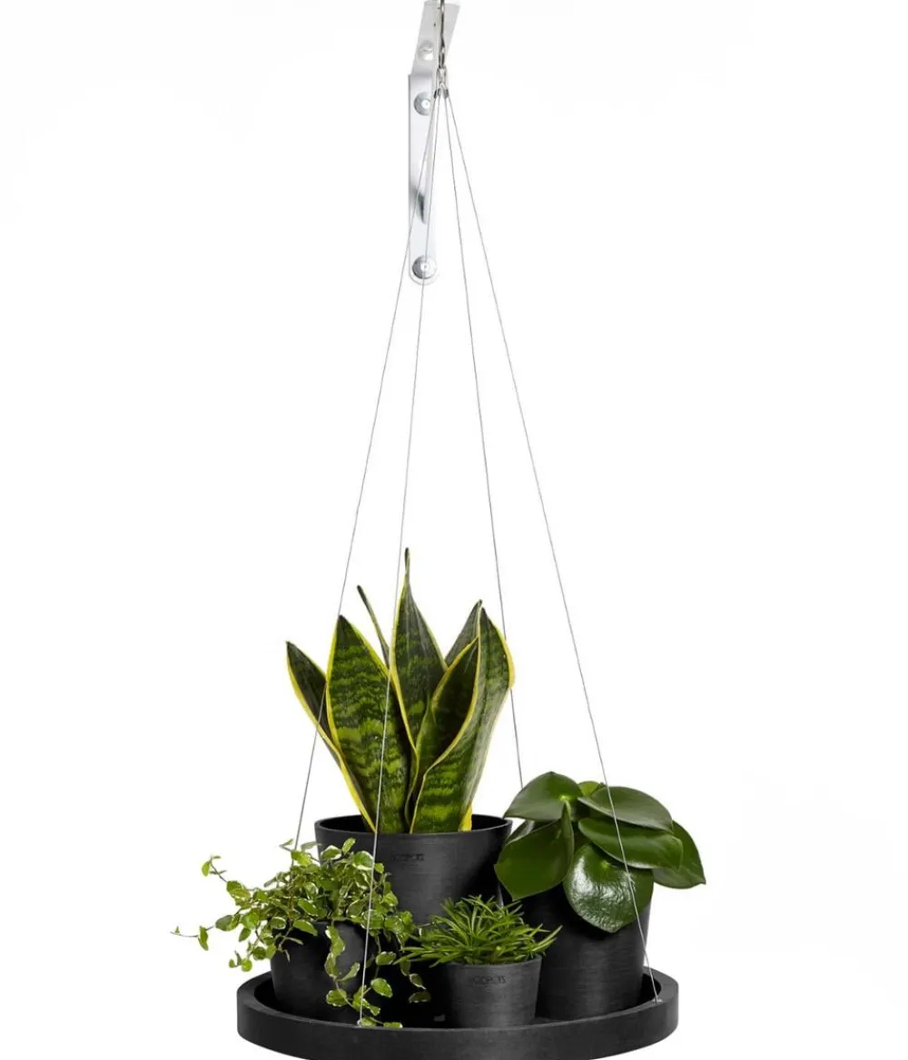 Ecopots Kunststoff-Untersetzer hängend, rund, ca. Ø36/H3 cm Dunkelgrau Discount