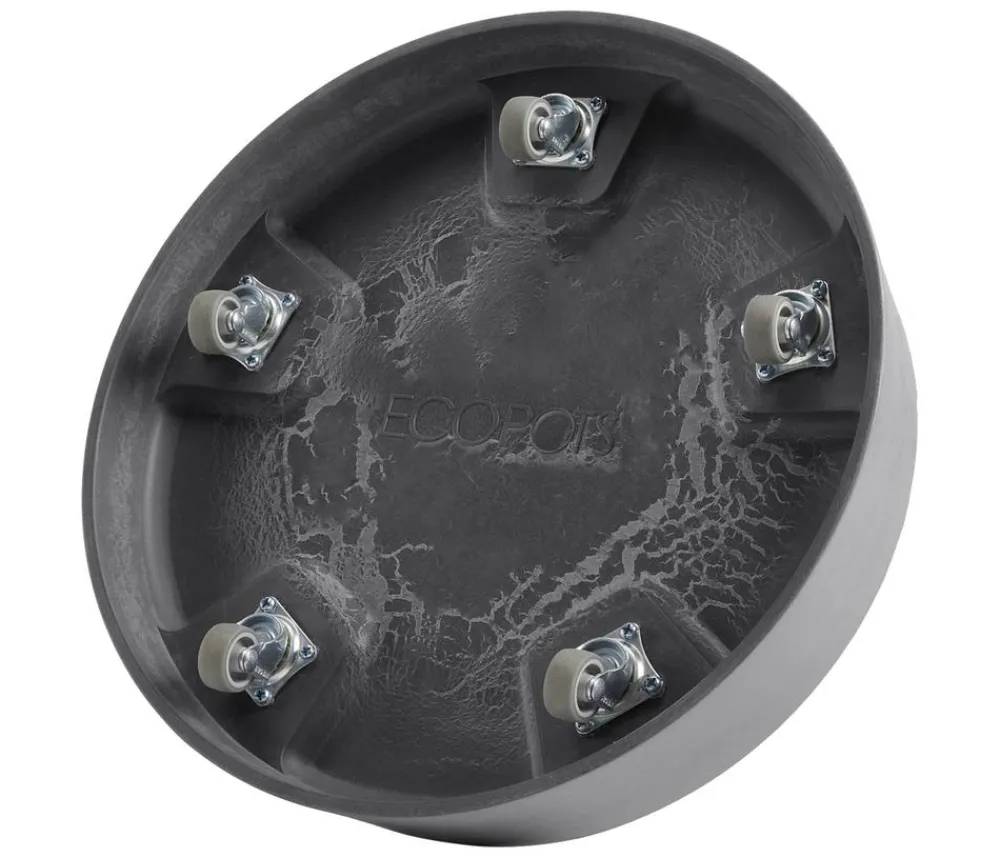 Ecopots Kunststoff-Untersetzer Oslo, rund, mit Rollen Grau Discount