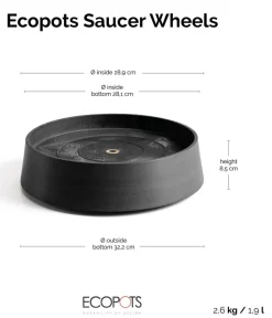 Ecopots Kunststoff-Untersetzer Oslo, rund, mit Rollen Dunkelgrau