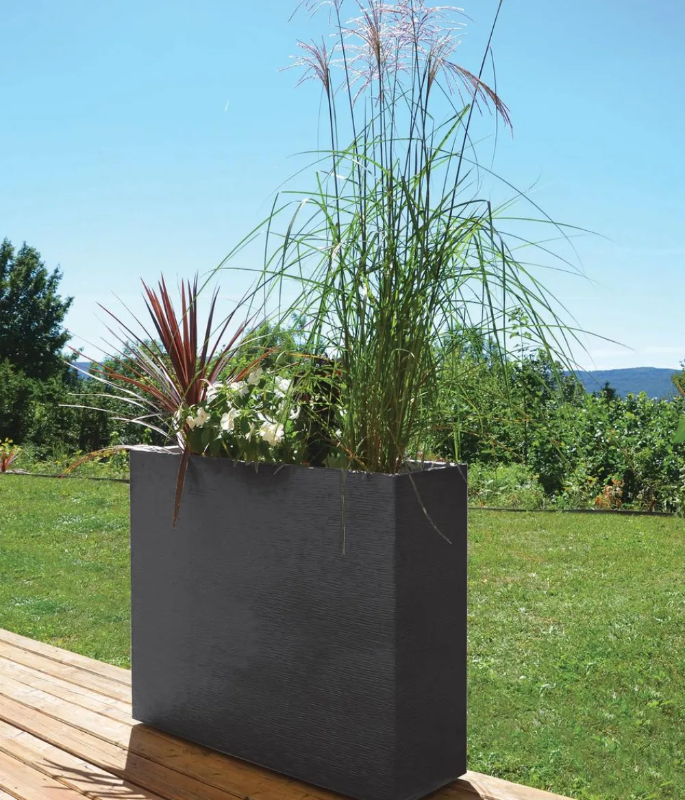 EDA Pflanzkübel & Blumenkästen - Kunststoff-Blumenkasten Graphit Loft XL, rechteckig, , ca. B99,5/H78,5/T29,5 cm Anthrazit