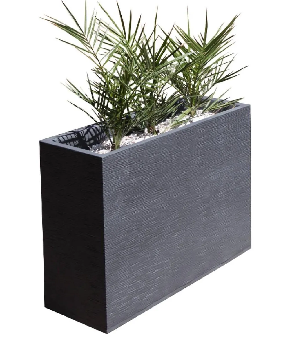 EDA Pflanzkübel & Blumenkästen > Kunststoff-Kasten Graphit, gerillt, rechteckig,
