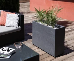 EDA Pflanzkübel & Blumenkästen > Kunststoff-Kasten Graphit, gerillt, rechteckig,