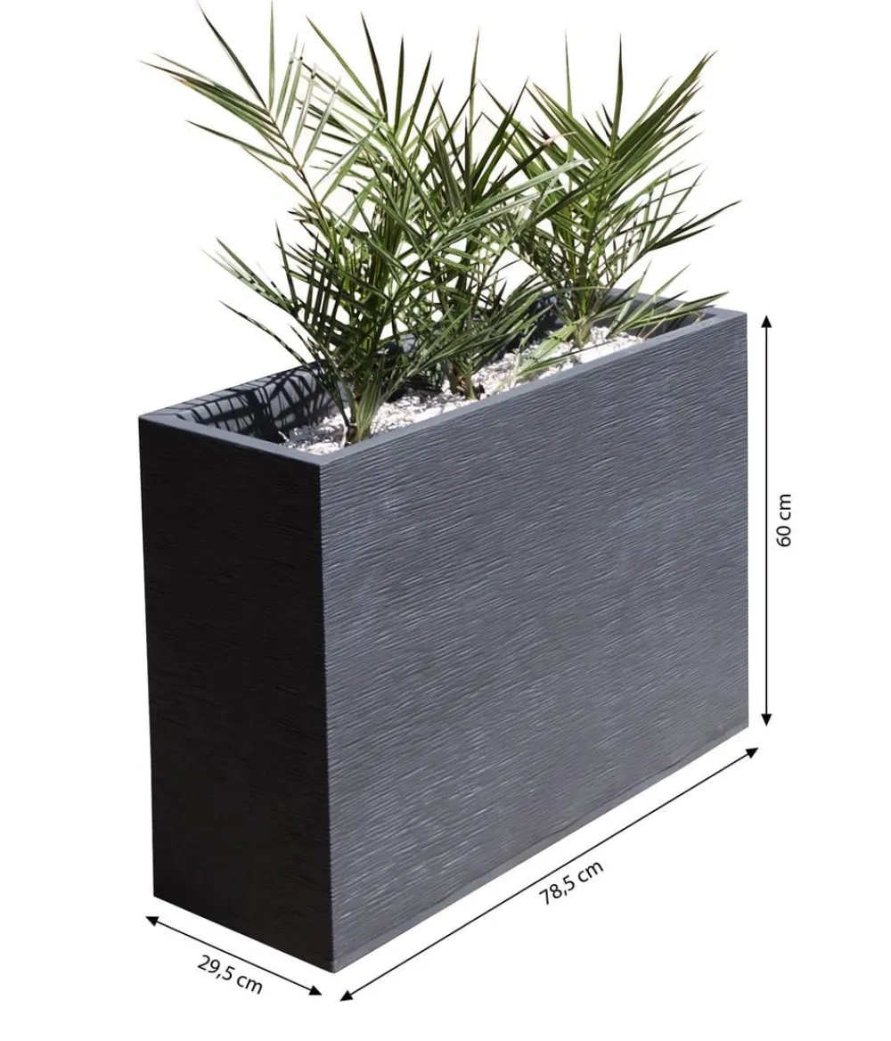 EDA Pflanzkübel & Blumenkästen > Kunststoff-Kasten Graphit, gerillt, rechteckig,