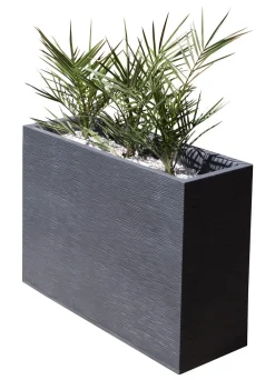 EDA Pflanzkübel & Blumenkästen > Kunststoff-Kasten Graphit, gerillt, rechteckig,