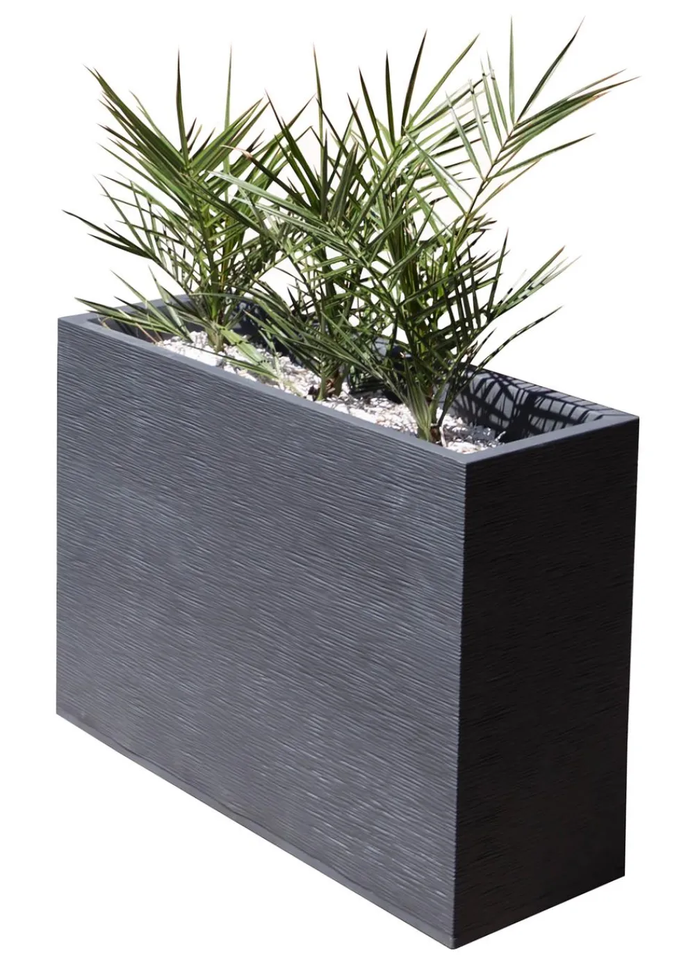EDA Pflanzkübel & Blumenkästen > Kunststoff-Kasten Graphit, gerillt, rechteckig,
