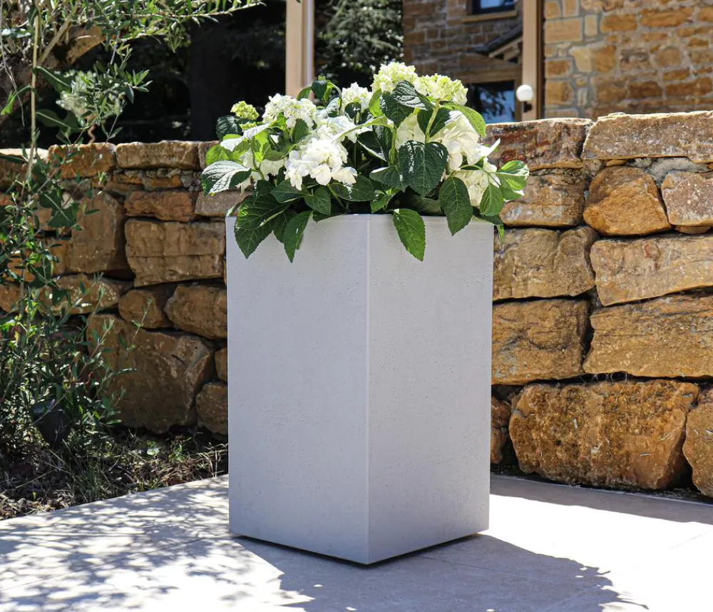 EDA Pflanzkübel & Blumenkästen > Kunststoff-Topf Basalt Up, quadratisch, ca. B30/H50/T30 cm