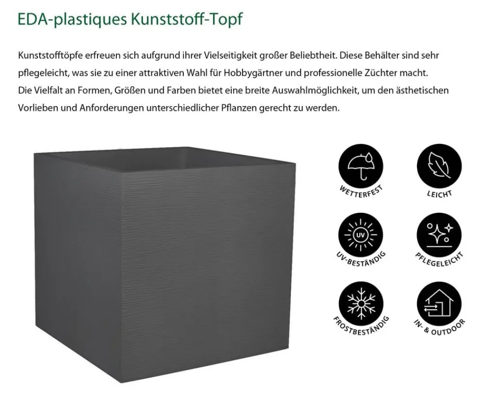 EDA Pflanzkübel & Blumenkästen|Blumentöpfe & Übertöpfe > Kunststoff-Topf Graphit, gerillt