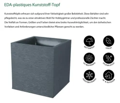 EDA Pflanzkübel & Blumenkästen|Blumentöpfe & Übertöpfe - Kunststoff-Topf Graphit, gerillt Dunkelgrau