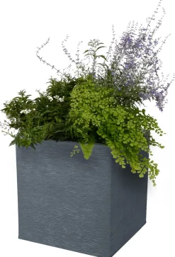 EDA Pflanzkübel & Blumenkästen|Blumentöpfe & Übertöpfe - Kunststoff-Topf Graphit, gerillt Dunkelgrau