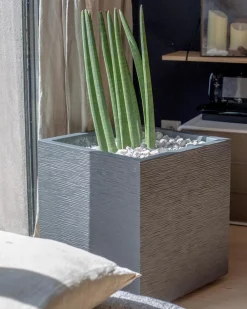 EDA Pflanzkübel & Blumenkästen|Blumentöpfe & Übertöpfe - Kunststoff-Topf Graphit, gerillt Dunkelgrau