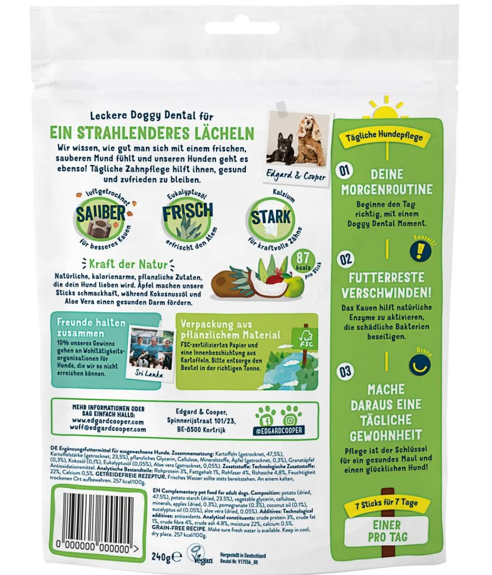 Edgard & Cooper® Hundeleckerlies|Funktionelle Leckerlies > Edgard & Cooper Hundesnack Doggy Dental, Apfel & Eukalyptusöl,