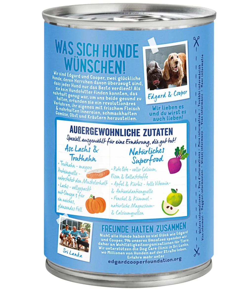 Edgard & Cooper® Nassfutter Hund > Edgard & Cooper Nassfutter für Hunde, Delikater ASC Lachs & Truthahn Adult, 6 x 400 g