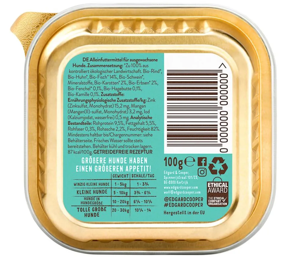 Edgard & Cooper® Nassfutter Hund > Edgard & Cooper Nassfutter für Hunde, Grandioser Fisch Adult, Bio, 17 x 100 g