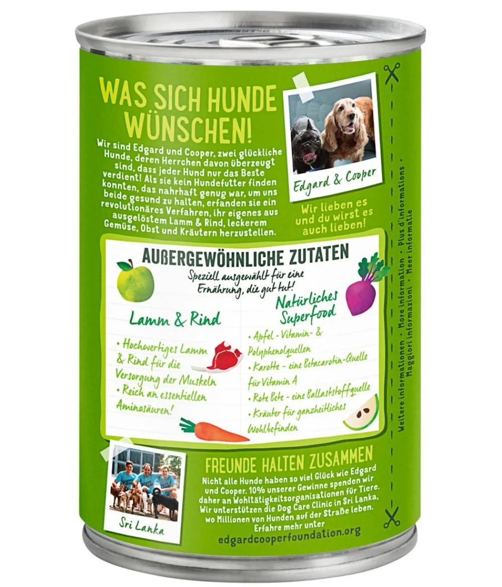 Edgard & Cooper® Nassfutter Hund - Edgard & Cooper Nassfutter für Hunde, Unwiderstehliches Lamm & Rind Adult, 6 x 400 g