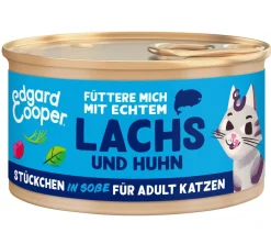 Edgard & Cooper® Nassfutter Katze - Edgard & Cooper Nassfutter für Katzen Pazifischer Lachs & Freilaufhuhn Stückchen in Soße Adult, 18 x 85 g