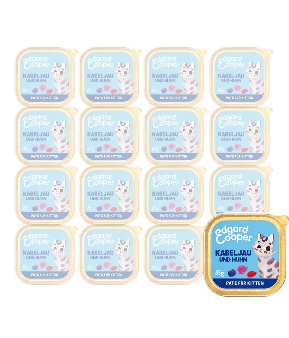 Edgard & Cooper® Nassfutter Katze > Edgard & Cooper Nassfutter für Katzen MSC-Kabeljau & Freilaufhuhn Paté, Kitten, 16 x 85 g