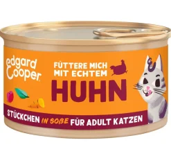 Edgard & Cooper® Nassfutter Katze - Edgard & Cooper Nassfutter für Katzen Freilaufhuhn Stückchen in Soße Adult, 18 x 85 g