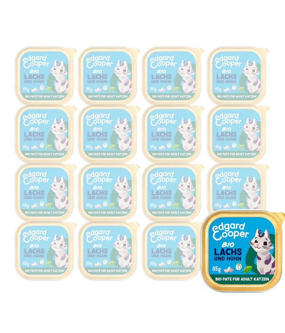 Edgard & Cooper® Edgard & Cooper Nassfutter für Katzen Bio Lachs & Hund Paté Adult, 16 x 85 g New