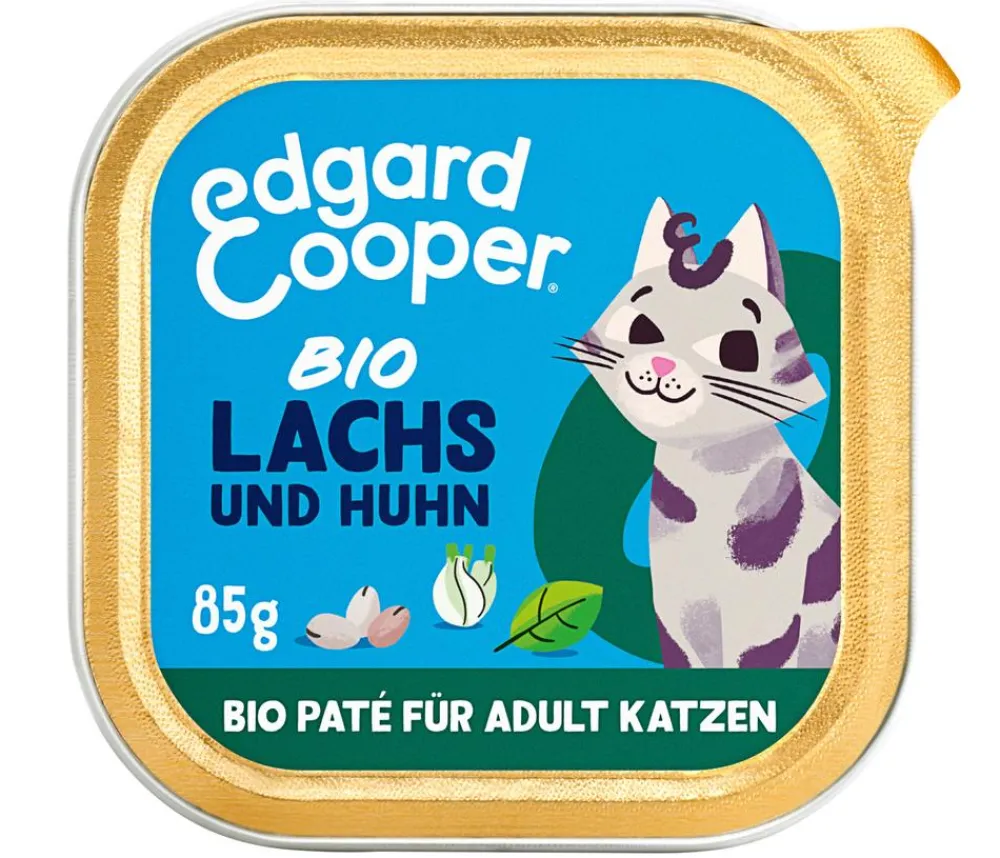Edgard & Cooper® Edgard & Cooper Nassfutter für Katzen Bio Lachs & Hund Paté Adult, 16 x 85 g New