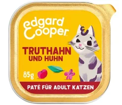 Edgard & Cooper® Edgard & Cooper Nassfutter für Katzen Freilauftruthahn & Freilaufhuhn Paté Adult, 16 x 85 g Hot