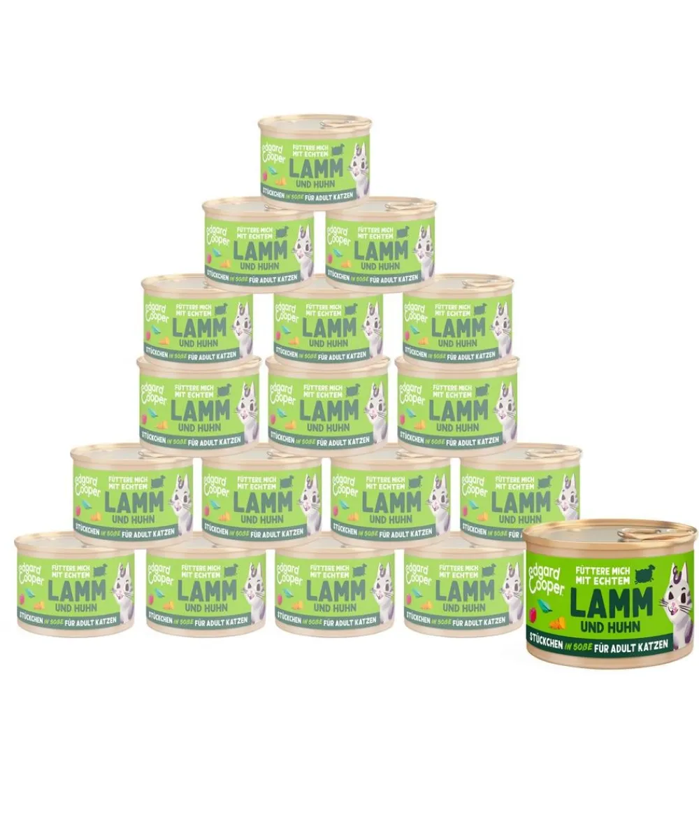 Edgard & Cooper® Nassfutter Katze > Edgard & Cooper Nassfutter für Katzen Lamm & Freilandhuhn Stückchen in Soße Adult, 18 x 85 g