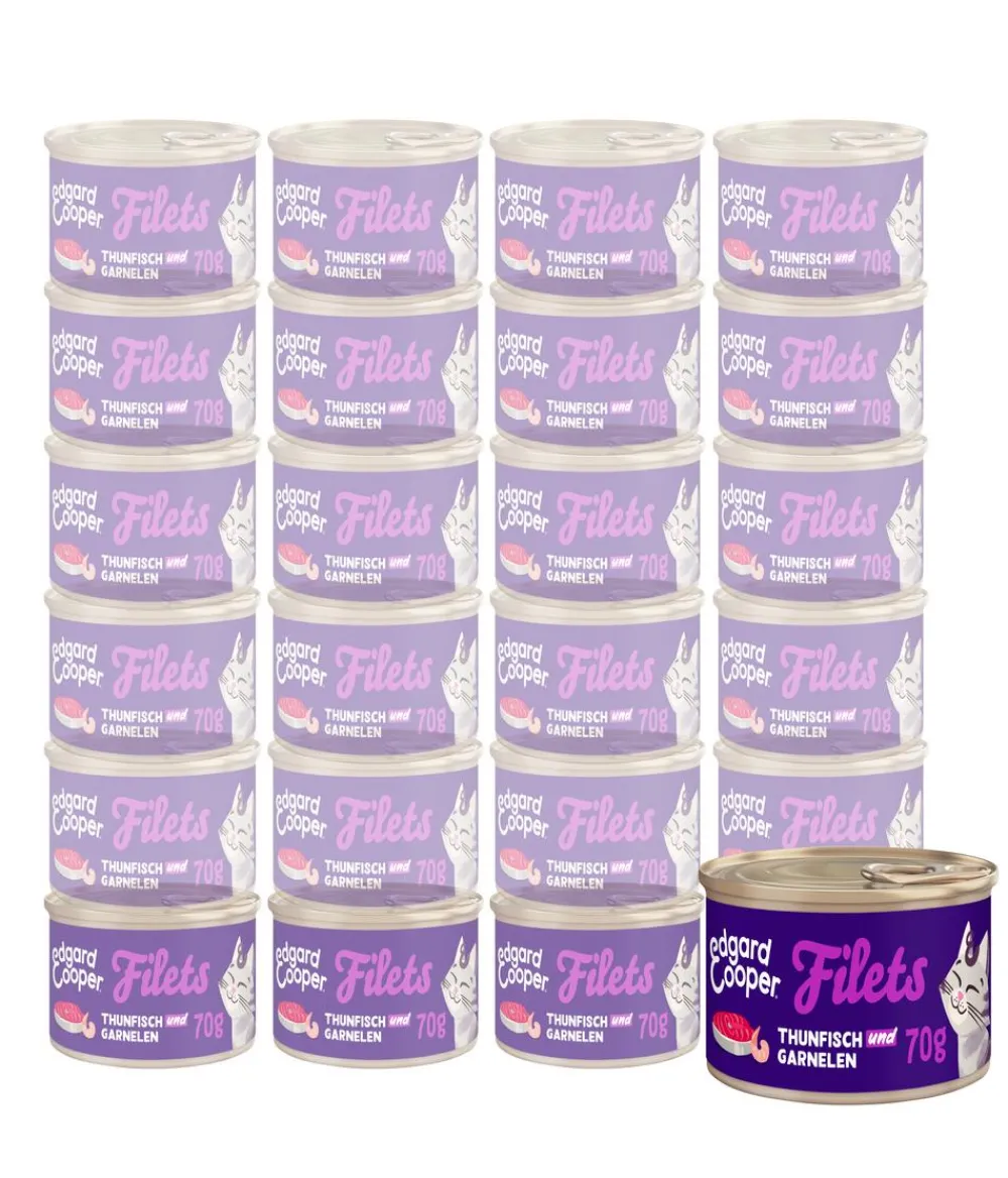 Edgard & Cooper® Edgard & Cooper Nassfutter für Katzen Wildfang-Thunfisch & Garnele Filets, 24 x 70 g Sale
