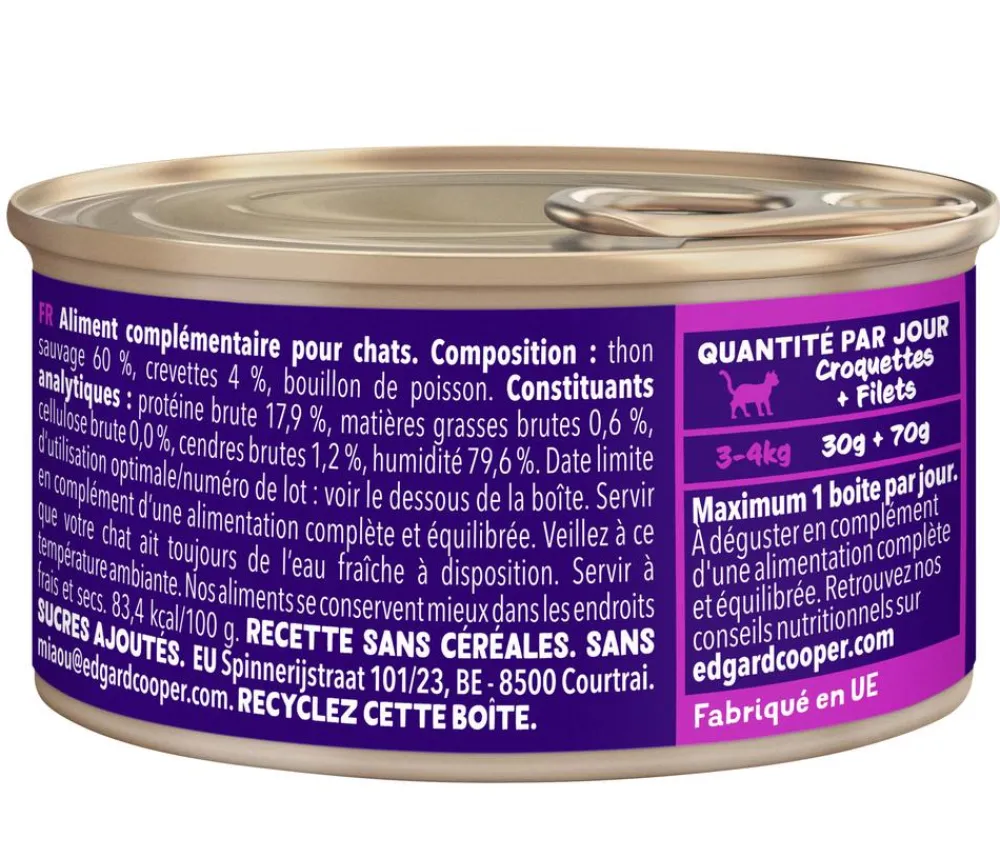 Edgard & Cooper® Edgard & Cooper Nassfutter für Katzen Wildfang-Thunfisch & Garnele Filets, 24 x 70 g Sale