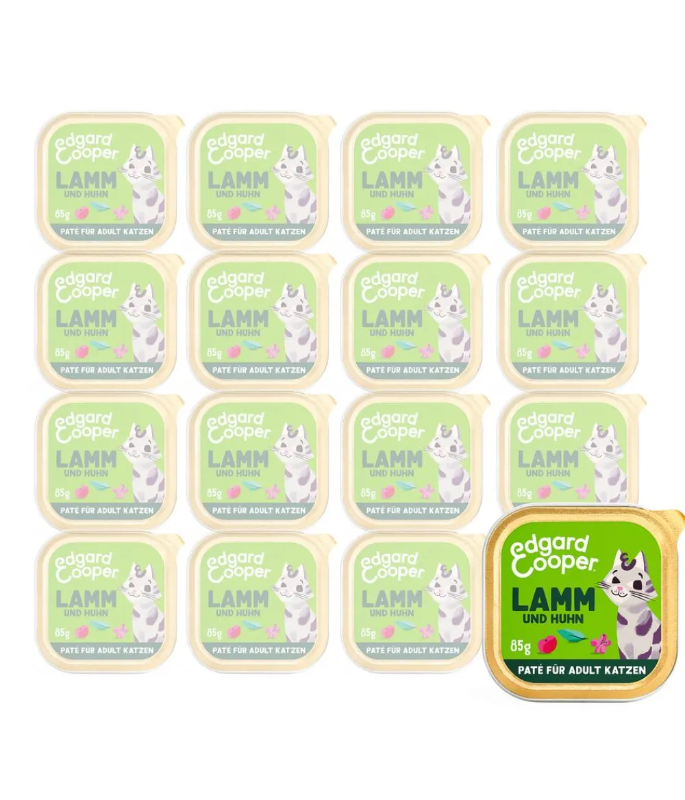 Edgard & Cooper® Edgard & Cooper Nassfutter für Katzen Lamm & Freilaufhuhn Paté Adult, 16 x 85 g New