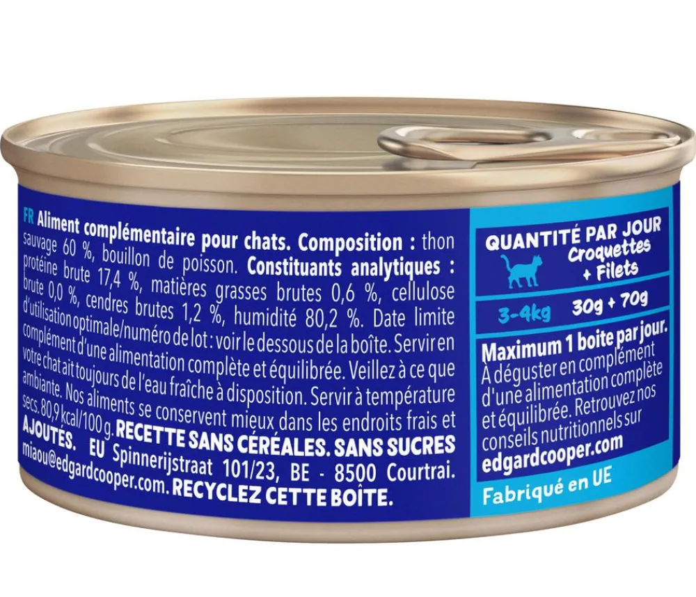 Edgard & Cooper® Edgard & Cooper Nassfutter für Katzen Wildfang-Thunfisch Filets, 24 x 70 g Outlet